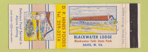 Matchbook Cover - DP Hines Foods Blackwater Lodge Davis WV