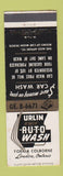 Matchbook Cover - Urlin Kwik Auto car Wash London ON