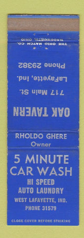 Matchbook Cover - 5 Minute Car Wash Oak Tavern West Lafayette IN