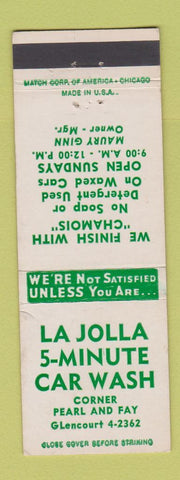 Matchbook Cover - La Jolla 5 Minute Car Wash CA?