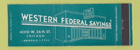 Matchbook Cover - Western Federal Savings Chicago IL Full Length