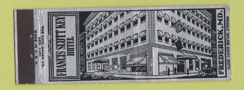 Matchbook Cover - Francis Scott Key Hotel Frederick MD Full Length