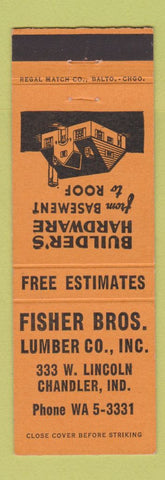 Matchbook Cover - Fisher Bros Lumber Chandler IN