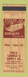 Matchbook Cover - Fiola Lumber and Supply Salem Depot NH