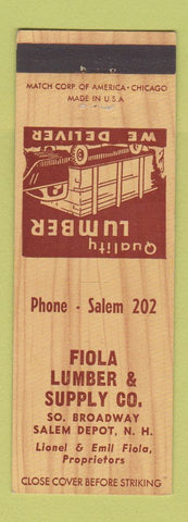 Matchbook Cover - Fiola Lumber and Supply Salem Depot NH