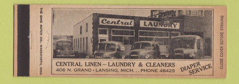 Matchbook Cover - Central Laundry Lansing MI Full Length