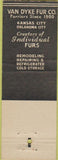 Matchbook Cover - Van Dyke Furs Kansas City MO  Oklahoma City OK