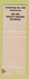 Matchbook Cover - John W Rosenberger Builders Materials Lumber Winchester VA