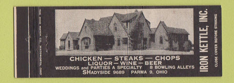 Matchbook Cover - Iron Kettle Restaurant Parma OH Full Length