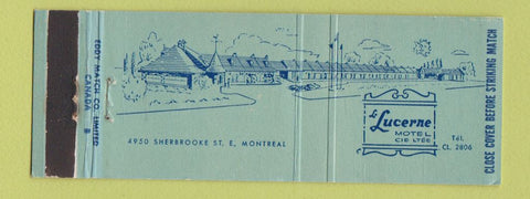 Matchbook Cover - Le Lucerne Motel Montreal QC Full Length