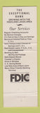Matchbook Cover - Highland Lakes National Bank Kingsland TX Full Length