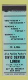 Matchbook Cover - Civic Center Lunch San Jose CA