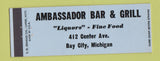Matchbook Cover - Ambasaddor Bar Grill Bay City MI Full Length