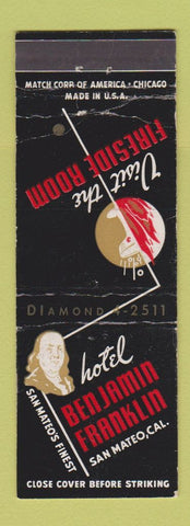 Matchbook Cover - Hotel Benjamin Franklin San Mateo CA WEAR