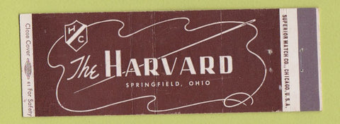 Matchbook Cover - The Harvard Springfield OH Full Length