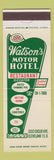 Matchbook Cover - Watson's Motor Hotel Restaurant Cleveland OH Full Length