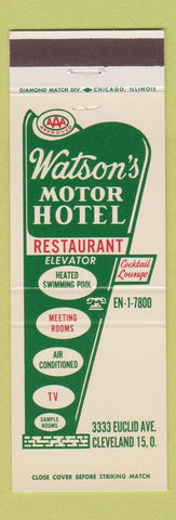 Matchbook Cover - Watson's Motor Hotel Restaurant Cleveland OH Full Length
