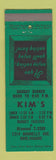 Matchbook Cover - Kim's Restaurant Burlingame CA