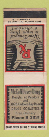 Matchbook Cover - McCall Davey Drug Store