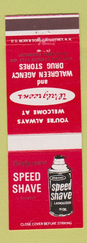 Matchbook Cover - Walgreens Drug Store Super Speed Shaving Cream DD Bean