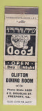 Matchbook Cover - Clifton Dining Room Freeport IL WEAR