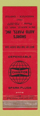 Matchbook Cover - Champion Spark Plugs Naugatuck Oakville Waterbury CT