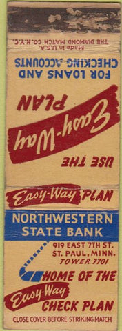 Matchbook Cover - Northwestern State Bank St Paul MN WEAR