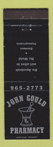 Matchbook Cover - John Gould Pharmacy Emmaus PA