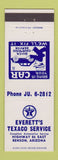 Matchbook Cover - Texaco oil gas Everett's Benson AZ