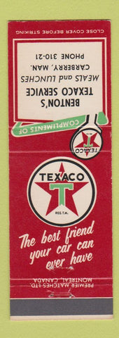Matchbook Cover - Benton's Texaco oil gas Carberry MB