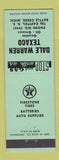 Matchbook Cover - Dale Warren Texaco oil gas Firestone Tires Battle Creek MI