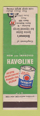 Matchbook Cover - Texaco oil gas Steinman's Hazleton PA
