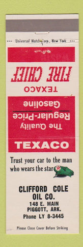 Matchbook Cover - Texaco oil gas Clifford Cole Piggott AR