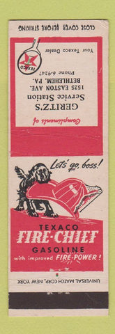 Matchbook Cover - Texaco oil gas Geritz's Bethlehem PA