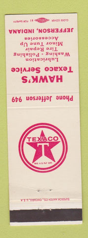 Matchbook Cover - Hawk's Texaco oil gas Jefferson IN