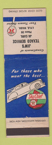 Matchbook Cover - Texaco oil gas Jim's Lyle WA low phone #