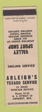 Matchbook Cover - Arleigh's Texaco oil gas Amherst WI Valley Sport Shop
