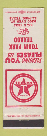 Matchbook Cover - Robin Park Texaco oil gas El Paso TX