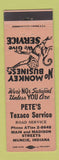 Matchbook Cover - Pete's Texaco oil gas Muncie IN