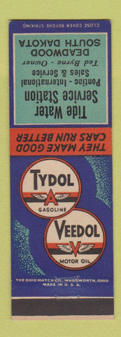 Matchbook Cover - Tydol Veedol oil gas Deadwood SD International Harvester