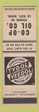 Matchbook Cover - Tydol Veedol oil gas Le Roy MN low phone #