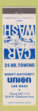 Matchbook Cover - Might Maynard's Union 76 oil gas