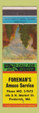 Matchbook Cover - Foreman's Amoco oil gas Frederick MD