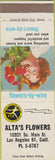 Matchbook Cover - Alta's Flowers Los Angeles CA girlie