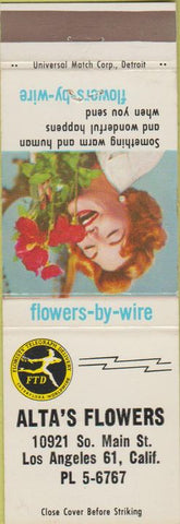 Matchbook Cover - Alta's Flowers Los Angeles CA girlie
