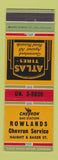 Matchbook Cover - Rowlands Chevron oil gas San Francisco CA Atlas Tires