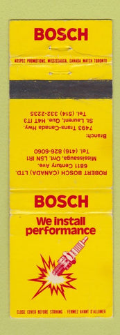 Matchbook Cover - Bosch Spark Plugs Mississauga ON ST Laurent QC #1