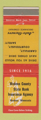 Matchbook Cover - Wadena County State Bank Insurance  Wadena MN