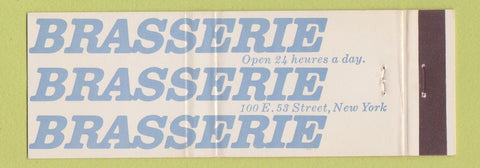 Matchbook Cover - Brasserie New York City Full Length