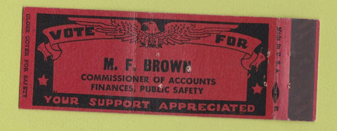 Matchbook Cover - MF Brown Commissioner Public Safety WORN Full Length